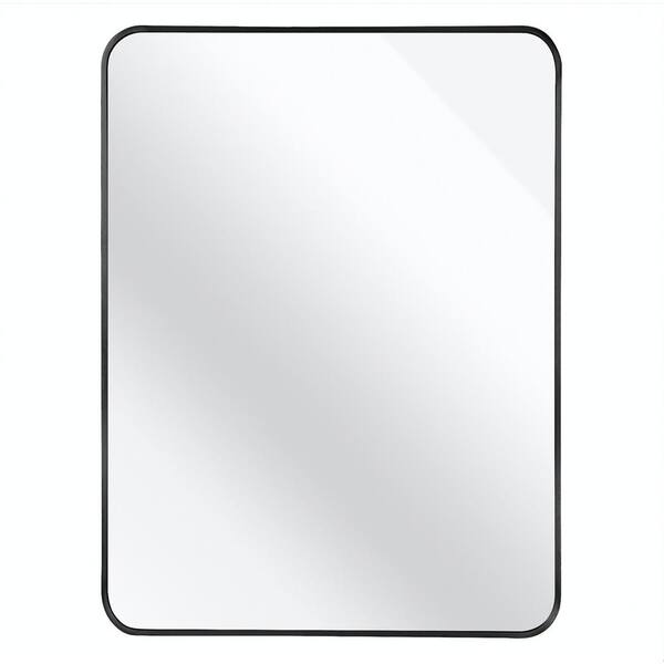 GQB 30 in. W x 40 in. H Rectangular Wall Mounted Brushed Aluminum Frame Bathroom Vanity Mirror in Black