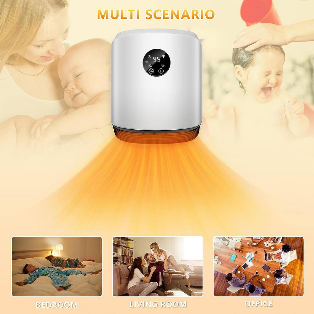 Silver Ceramic Wall-Mounted Heater with WiFi and Thermostat