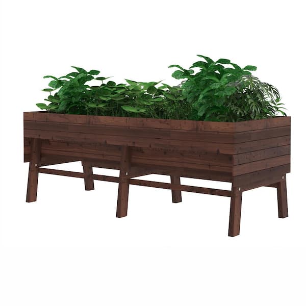 VEIKOUS 71 in. L x 31 in. W Large Wooden Raised Garden Bed Outdoor with Legs and Liner, Carbonized