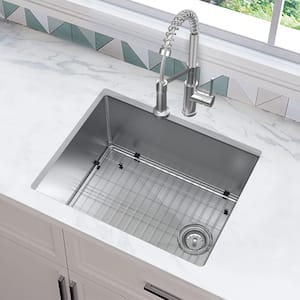 Tight Radius 23 in. Undermount Single Bowl 18 Gauge Stainless Steel Kitchen Sink with Accessories