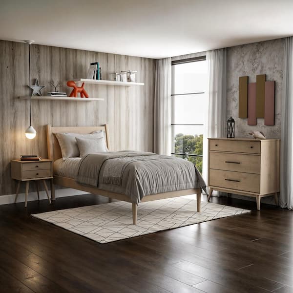 Mid-Century Modern Light Oak 3-Drawer 36 in. Chest of Drawers