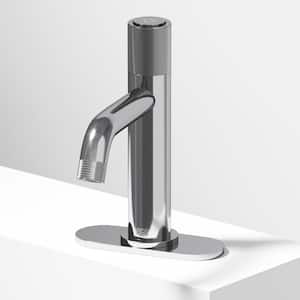 Apollo Button Operated Single-Hole Bathroom Faucet Set with Deck Plate in Chrome