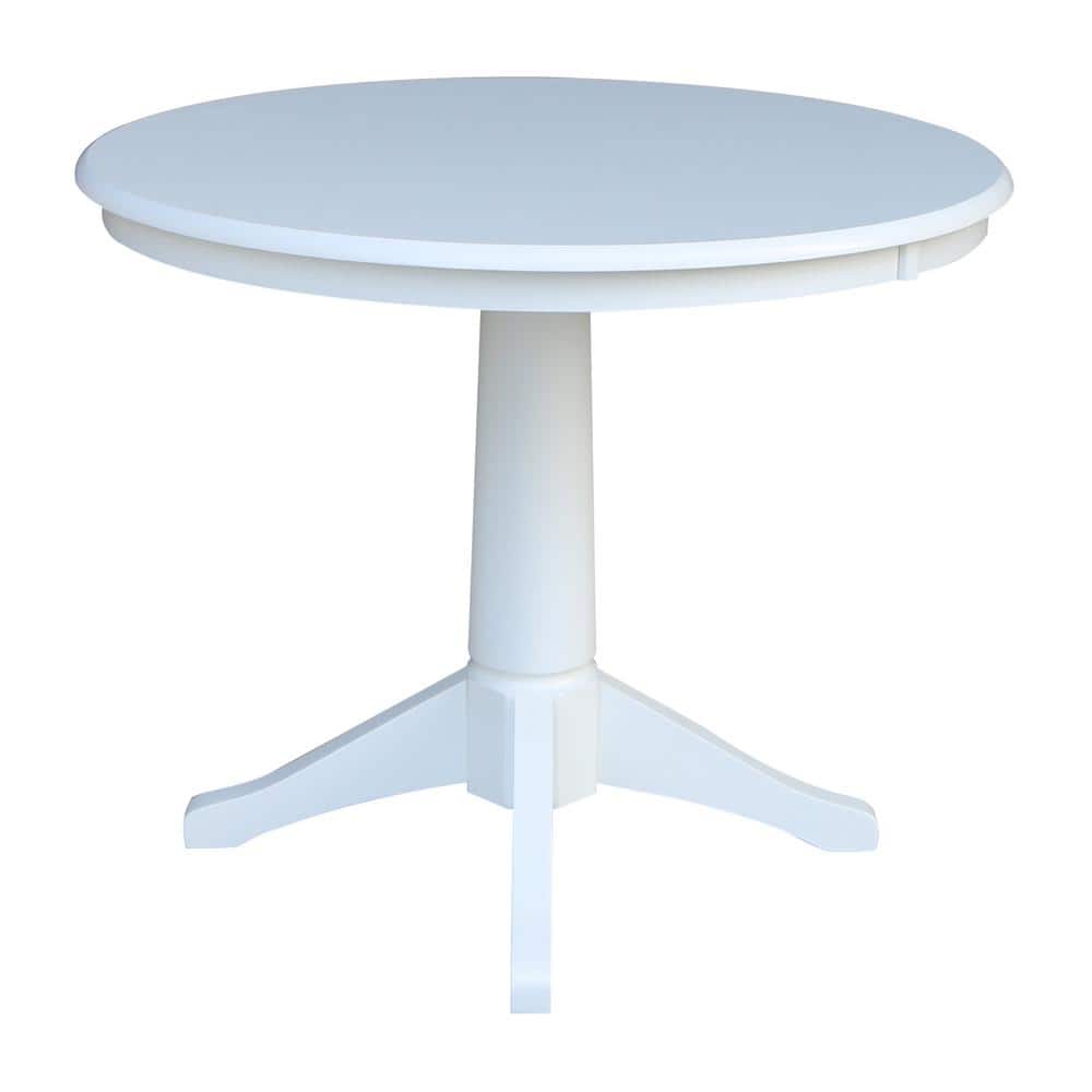 36" Round White Painted Wood Pedestal Dining Table
