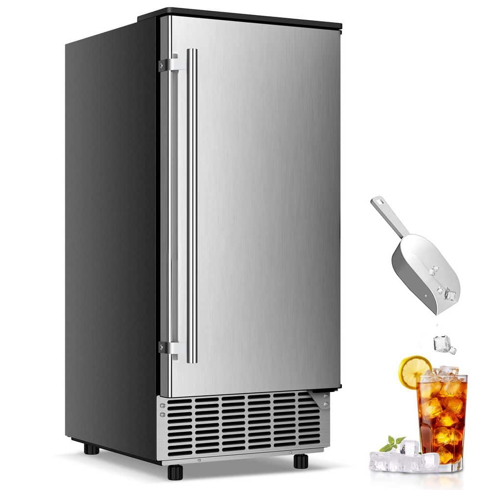 14.96 in. 95 lb./24H Commercial Ice Maker, Full-Size Cubes, Built-In or Freestanding, Stainless Steel