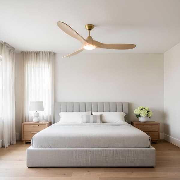 Maverick Smart 60 in. Burnished Brass Modern Downrod Mount StandardCeiling Fan with Light Kit and Remote