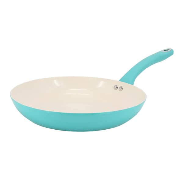 MARTHA STEWART Rexford 9 .5 in. Ceramic Nonstick Aluminum Frying Pan in Teal