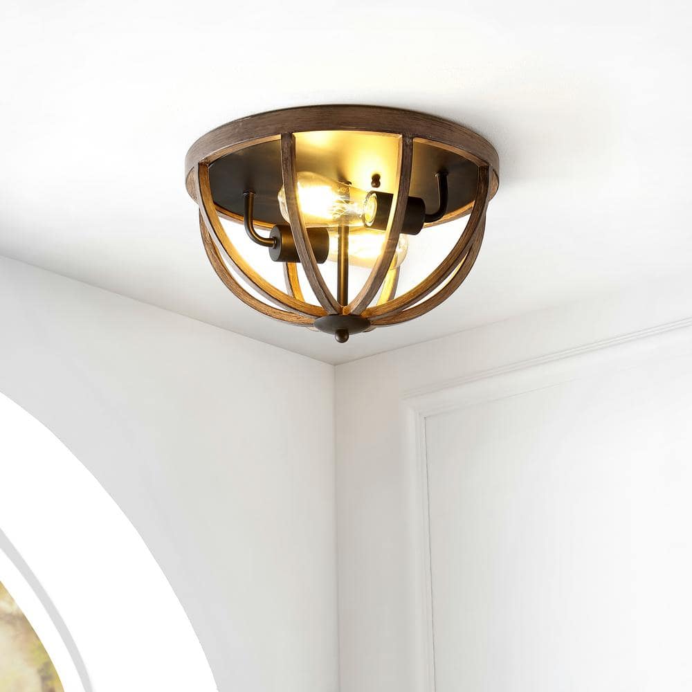 Darlene 13" Rustic Brown Iron LED Flush Mount Light