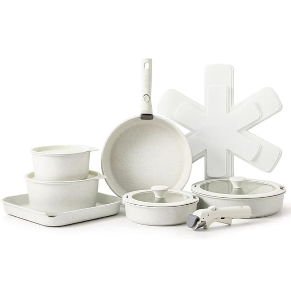 17-Piece Aluminum Pots and Pans Set, Nonstick Detachable Handle Woks with Removable Handle