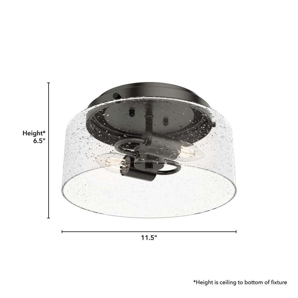 Hartland Noble Bronze Seeded Glass 11.5" LED Flush Mount Light