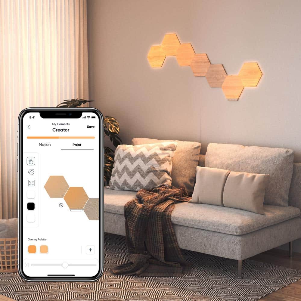 Nanoleaf 7 Panels Adjustable White Hexagon Modular LED Wall Lights