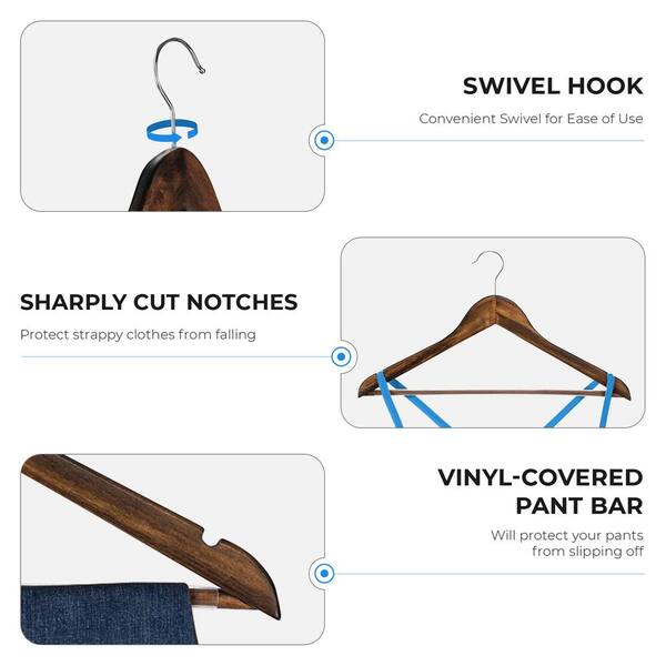 Osto 30 Pack Natural Wooden Suit Hangers; Ultra-durable Smooth