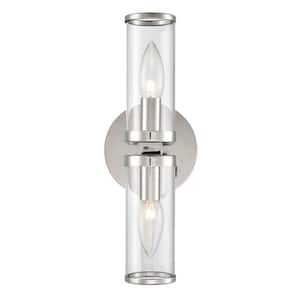 Revolve 12 in. 2 Light 60-Watt Clear Glass/Polished Nickel Vanity Light
