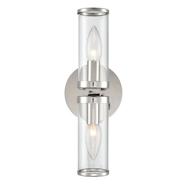 ALORA Revolve 12 in. 2 Light 60-Watt Clear Glass/Polished Nickel Vanity Light