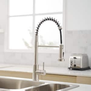 Single-Handle Pull Down Sprayer Kitchen Faucet Stainless Steel in Nickel