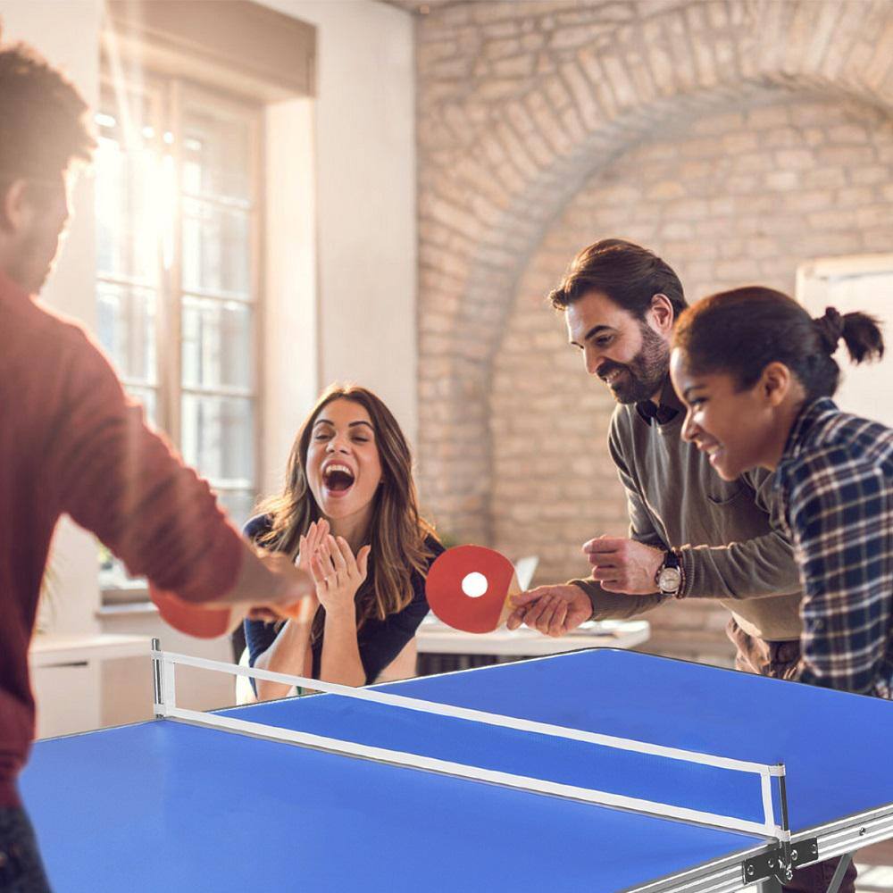 Blue Foldable Portable Ping Pong Table with Net and Accessories