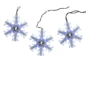 2.08 ft. 3-Light Cascading Blue and White Snowfall LED Snowflake Christmas Lights