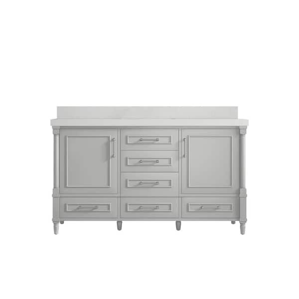 Willow Collections Hudson 60 in. W x 22 in. D x 36 in. H Single Sink Bath Vanity in Coventry Gray with 2 in. Carrara Quartz Top