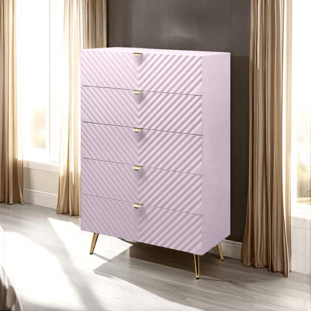 Tyra Gold and Pink 5-Drawer 18 in. Wide Tall Chest of Drawers Dresser Without Mirror price history on PriceWatchPro
