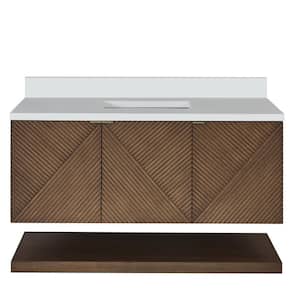 Marcello 48.0 in. W x 23.5 in. D x 37.18 in. H Single Bathroom Vanity in Chestnut with White Zeus Quartz Top