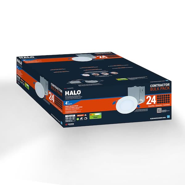 HLBE 4 in. Ultra-Slim Downlight 3000K Fixed CCT New Construction/Remodel Integrated LED Recessed Light Kit 24PK