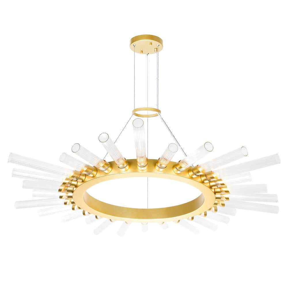 Satin Gold and Crystal 48" Modern Chandelier