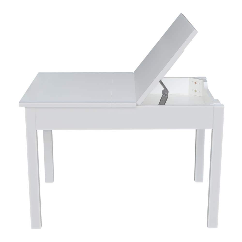 White Rectangular Extendable Wood Lift Top Table