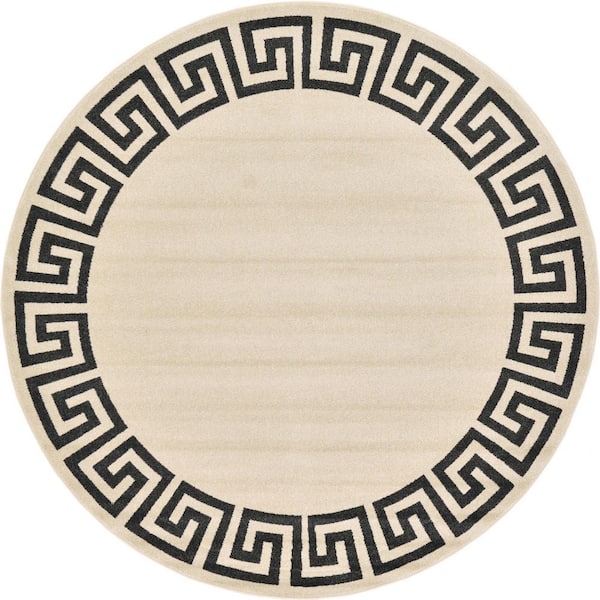 Unique Loom Athens Modern Beige 8' 0 x 8' 0 Round Rug