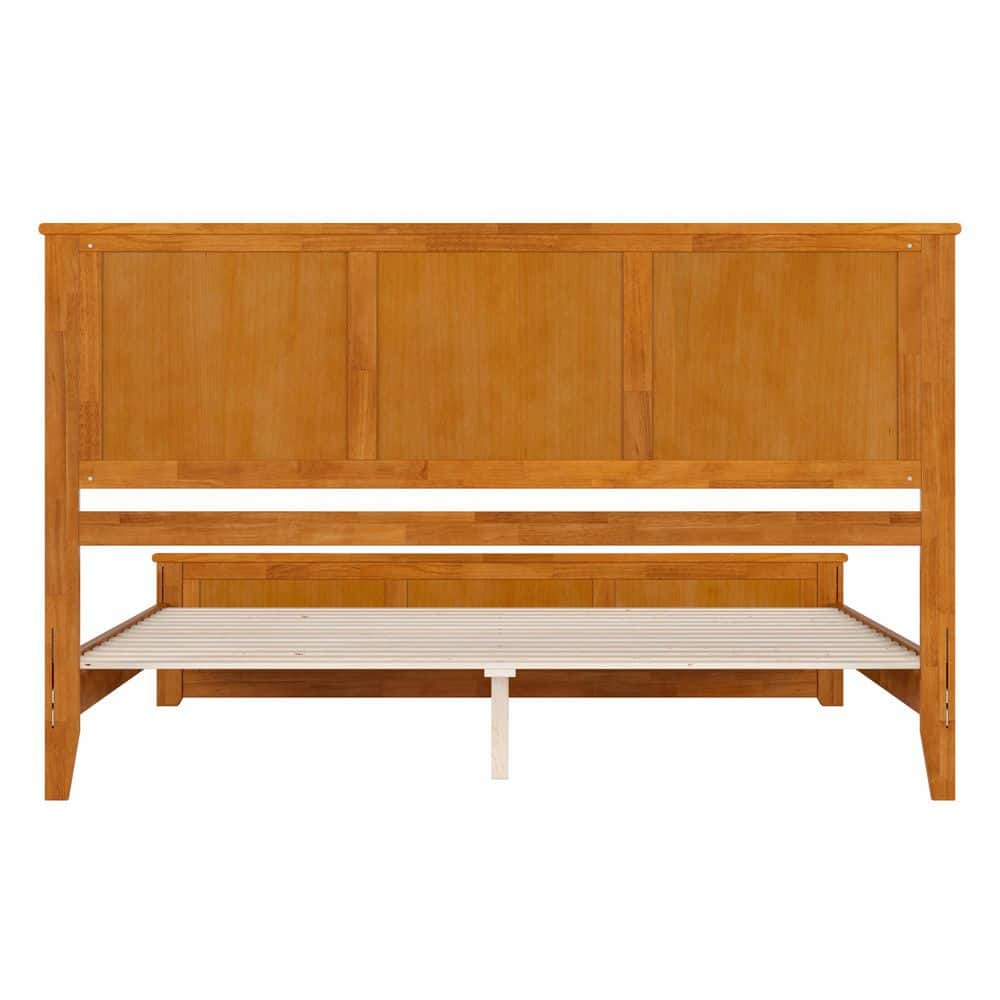 Charlotte King Light Toffee Wood Platform Bed with Headboard