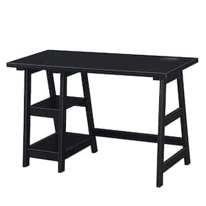 Designs2Go 47 in. Rectangular Black MDF Writing Desk with Charging Station