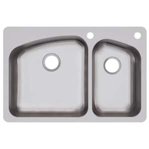 Dayton 33in. Dual Mount 2 Bowl 18 Gauge  Stainless Steel Sink Only and No Accessories