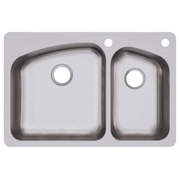 Elkay Dayton 33in Dual Mount 2 Bowl 18 Gauge Stainless Steel Sink Only