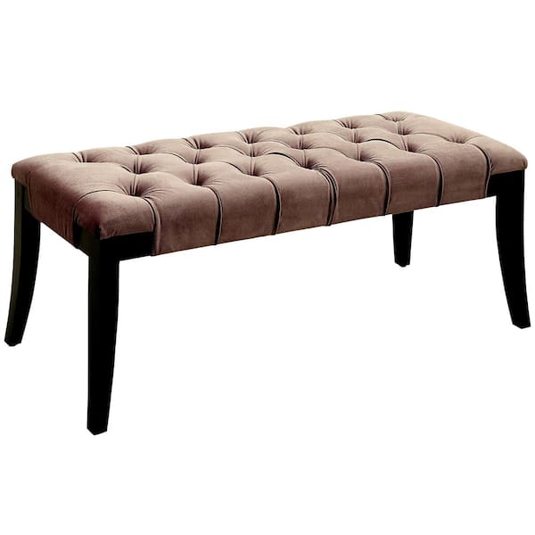 Furniture of America Toluca Brown Bench with Tufted Cushion (19 in. H X 47.5 in. W X 18 in. D)
