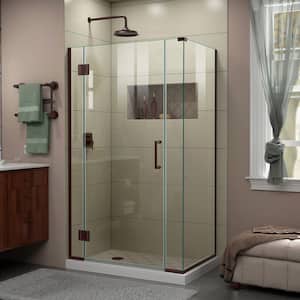 Unidoor-X 39.5 in. W x 30-3/8 in. D x 72 in. H Frameless Hinged Shower Enclosure in Oil Rubbed Bronze