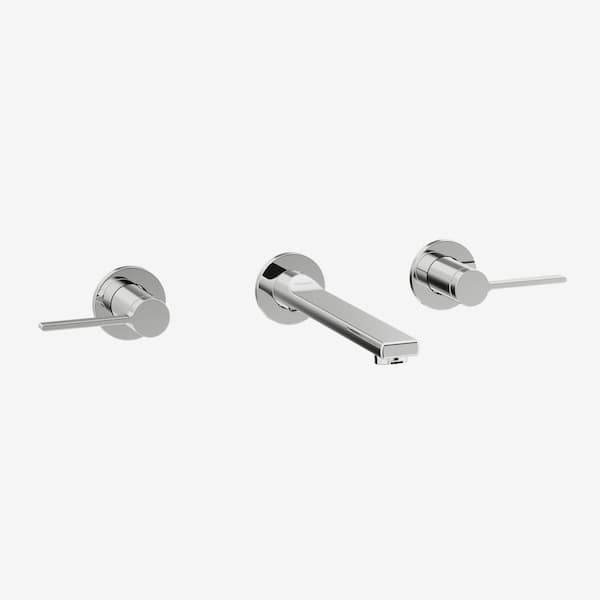 TINIAN Double Handles Widedpread Wall Mount Bathroom Sink Faucet with Pop-Up Drain in Polished Chrome