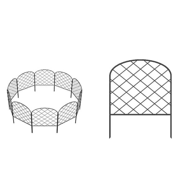 Oumilen 17 in. x 12.6 in. No-Dig Fence Border, Rust-Resistant Metal, No-Installation 1-Piece Garden Fence, Diamond (25-Pieces)