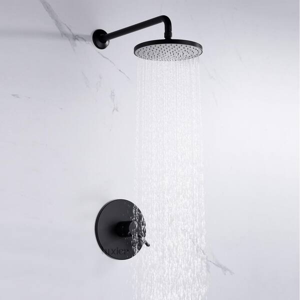 Luxier Single Handle 1 Spray Shower Faucet With Valve In Matte Black Valve Included Ss B01 Tm V The Home Depot