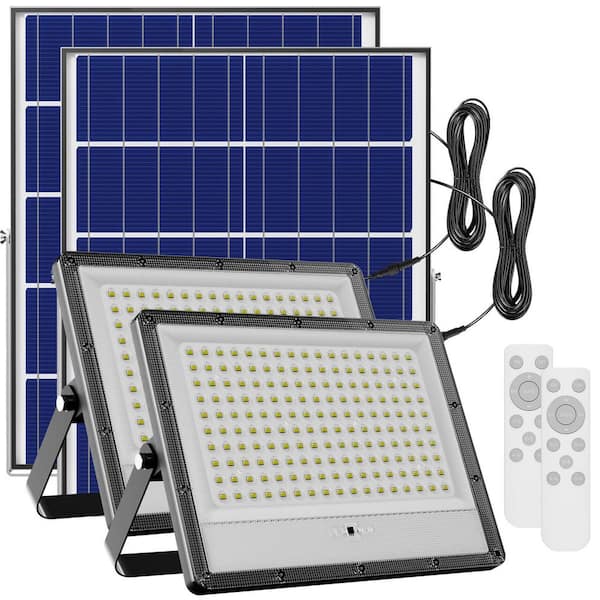 1000 Watt Equivalent 50,000 Lumen 150° Black Dusk to Dawn Integrated LED Flood Light with Remote Control 2-Pack
