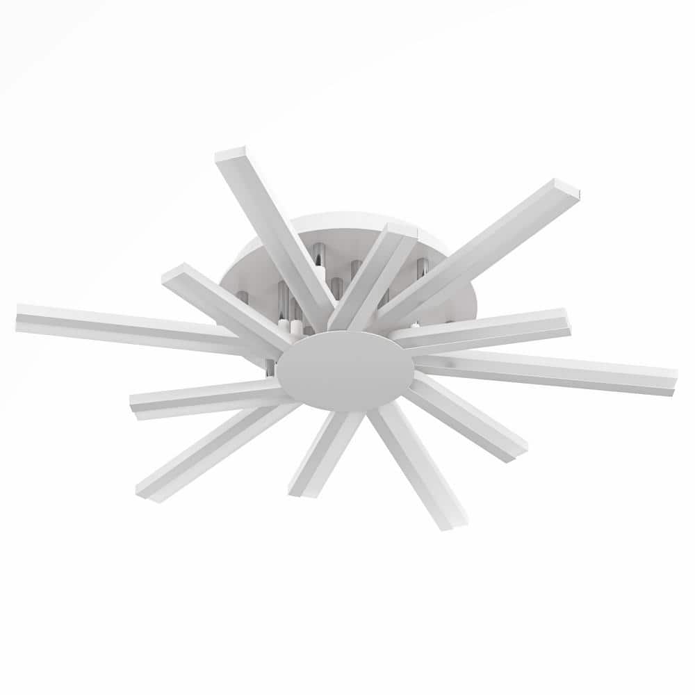 29.92 in. 12-Light Modern White LED Flush Mount Petal Ceiling Chandelier Ce