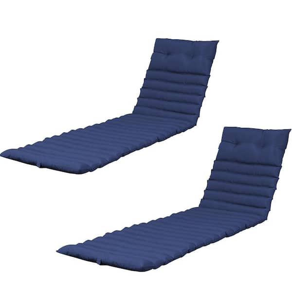 Unbranded 73 in. x 24 in. Outdoor Replacement Chaise Lounge Seat Cushion, Navy Blue, 2-Pack