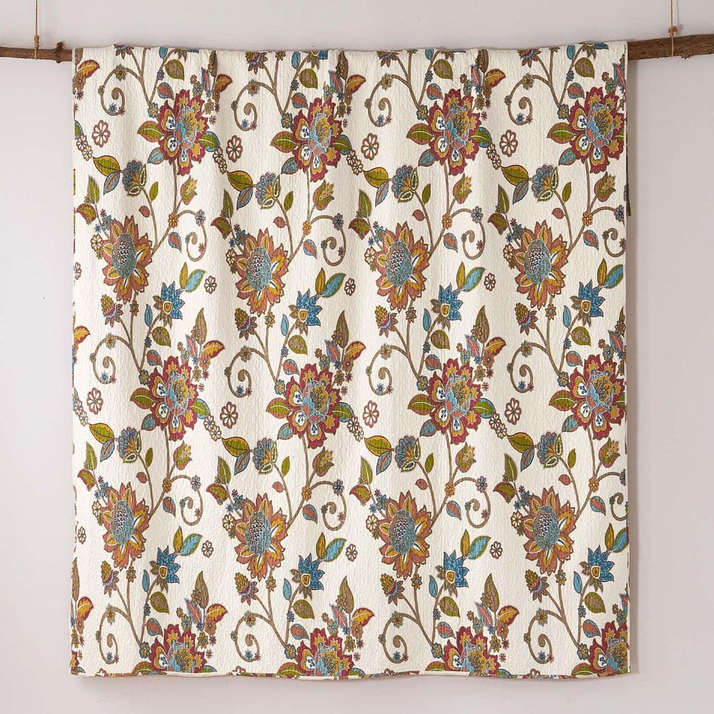 Clementine White Cotton Twin Reversible Quilt Set