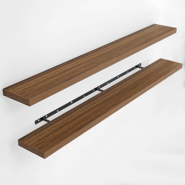 40 in.W x 8 in.D Walnut Floating Shelves for Wall,Set of 2 Rustic Wood Wall Shelves with Invisible Brackets