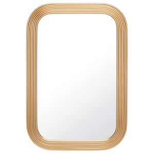 Ahna 24 in. W x 36 in. H Iron Rectangle Modern Gold Wall Mirror