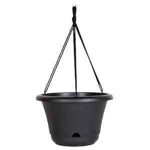 Lucca 13 in. Black Plastic Self-Watering Hanging Basket Planter