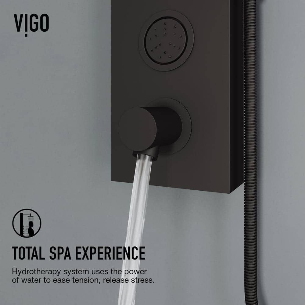Bowery Matte Black 59" Shower Panel with 4-Jet System and Hand Shower