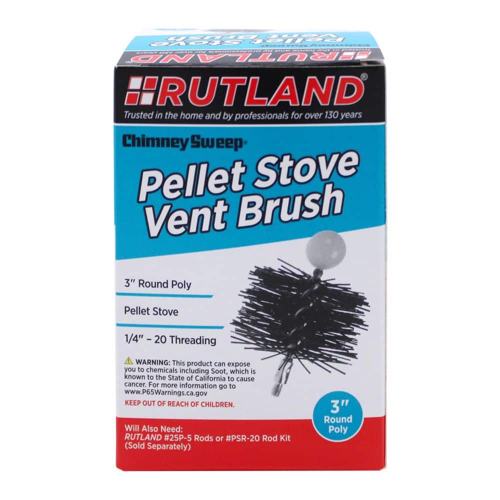 Rutland 3-Inch Round Black Poly Pellet Stove Vent Brush