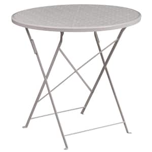 Light Gray Round Metal Outdoor Bistro Table