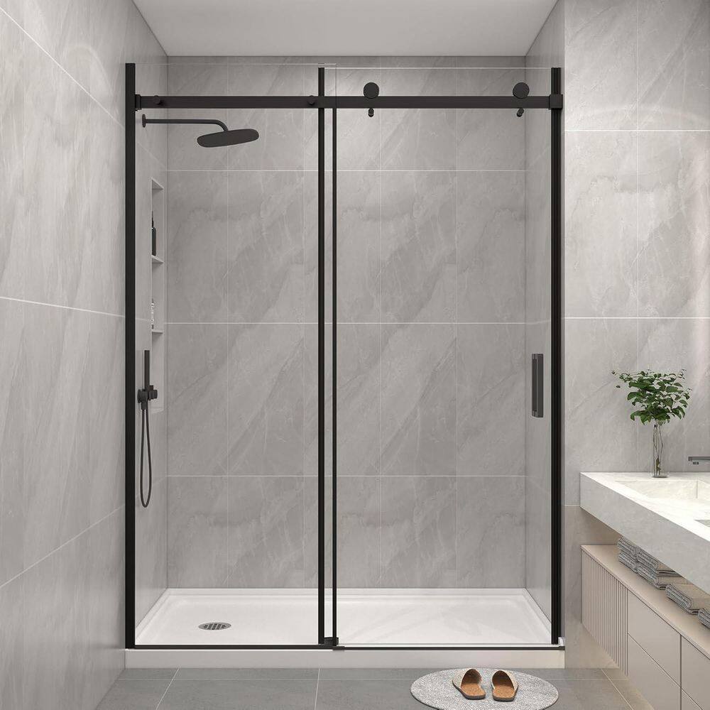 KPUY 50-54 in. W x 76 in. H Sliding Frameless Shower Door in