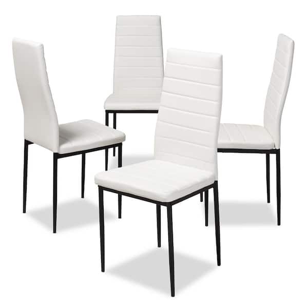 Baxton Studio Armand White Faux Leather Upholstered Dining Chair (Set of 4)