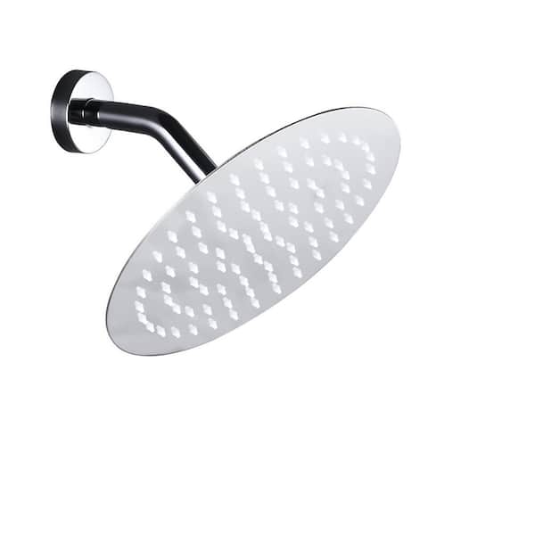 IVIGA 1-Spray Pattern with 1.8 GPM 10 in. Round Wall Mount Rain Fixed Shower Head with 360° Swivel in Polished Chrome