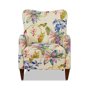 Paradise Floral Glam Cotton Upholstered Living Room Accent Arm Chair in Purple and Beige